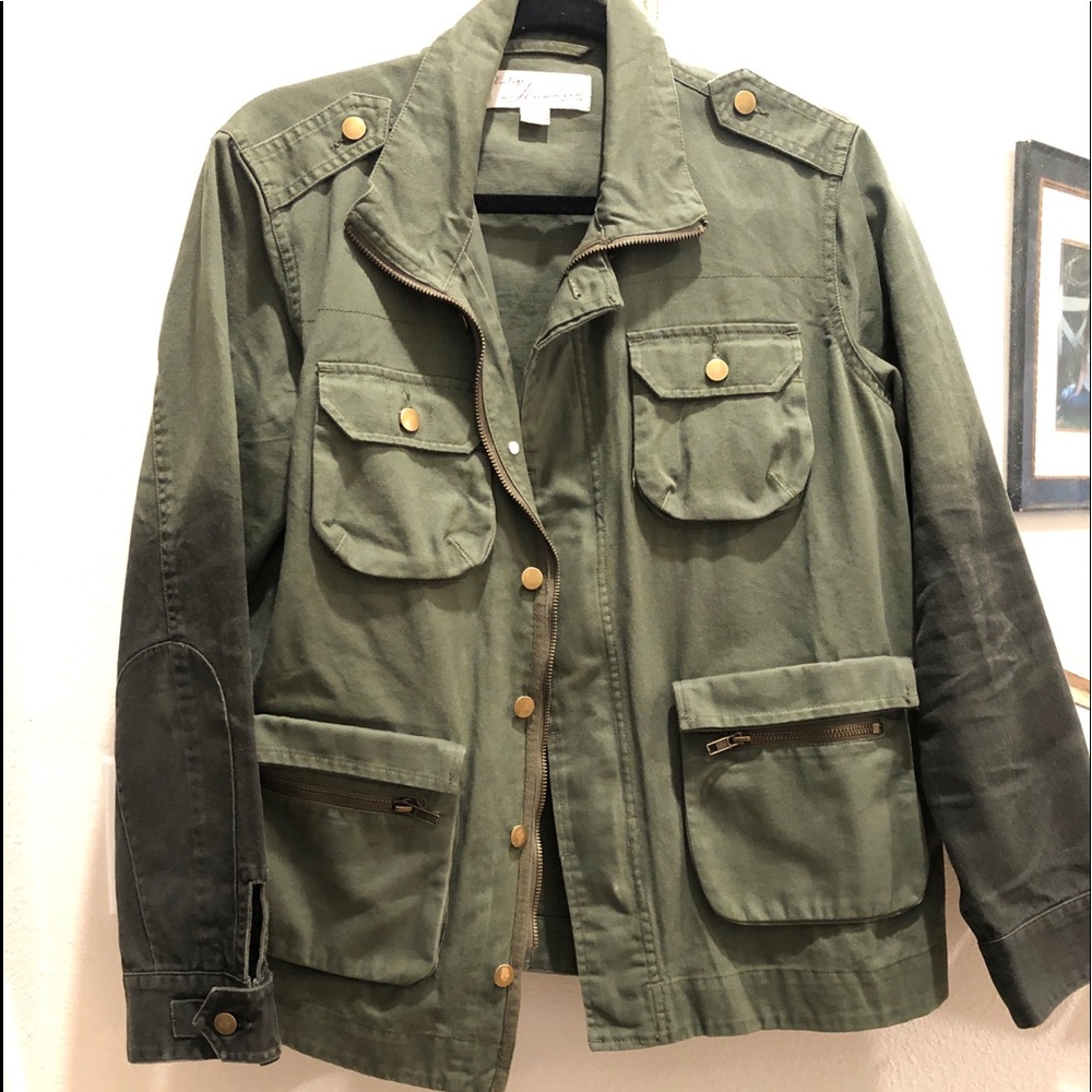 Vintage Havana army green jacket zipper/button front size L
